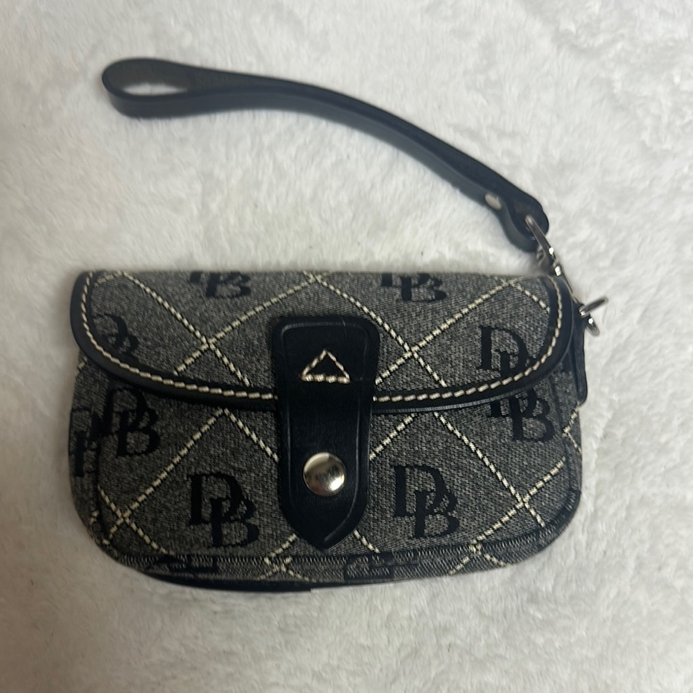Dooney & Bourke Black and Gray Clutch with Elegant Monogram